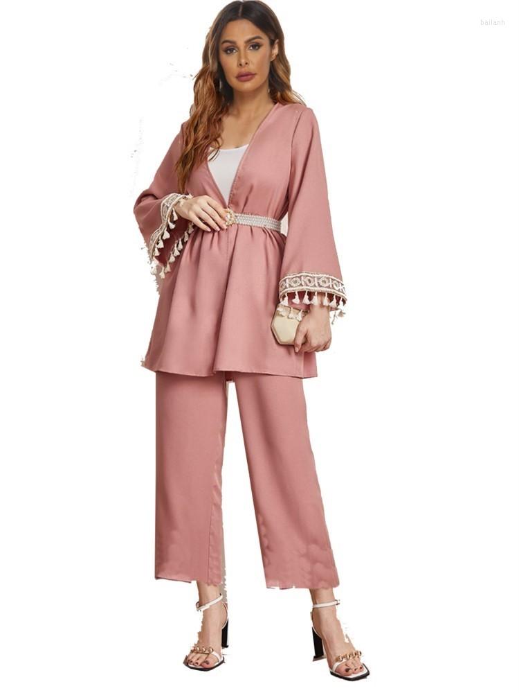 Ethnic Clothing Abaya Muslim Set Clothes Women Full Sleeve With Tassel Tops Pants Suit Autumn Loose Casual Turkey Islam Ensembles Musulmans
Ethnic Clothing Abaya Muslim Set Clothes Women Full Sleeve With Tassel Tops Pants Suit Autumn Loose Casual Turkey Islam Ensembles Musulmans