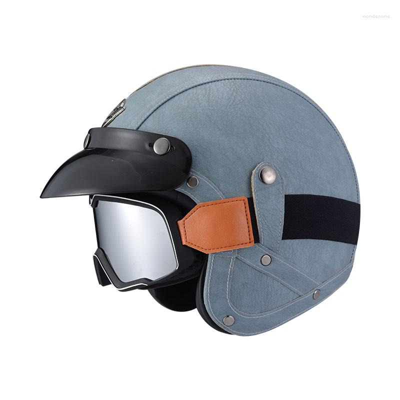 Motorcycle Helmets Vintage ABS Retro Cafe Racer Light Weight Shell Leather 3/4 Helmet Open Face High Quality Casco Dot, With goggle
Motorcycle Helmets Vintage ABS Retro Cafe Racer Light Weight Shell Leather 3/4 Helmet Open Face High Quality Casco Dot, With goggle