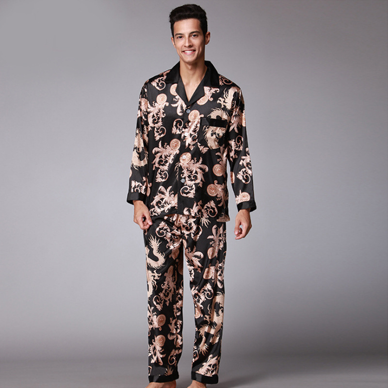 Men's Sleepwear SSH004 High Quality Printed Wedding Mens Pajamas Satin Silk Nightgown Spring Autumn Male Full Sleeves Pants Pajama Set 230202, Black
Men's Sleepwear SSH004 High Quality Printed Wedding Mens Pajamas Satin Silk Nightgown Spring Autumn Male Full Sleeves Pants Pajama Set 230202, Black
