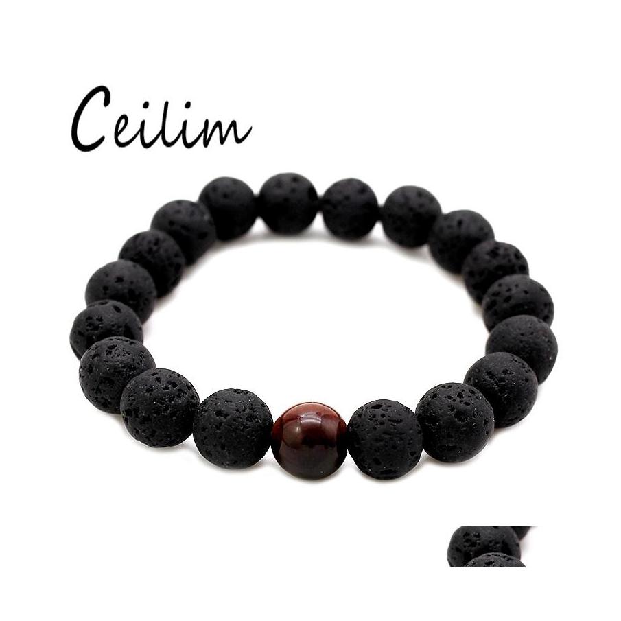Beaded Strands Est Design High Quality Black Lava Stone Jewelry Rock Beads Charms Stretch Energy Yoga Gift Romantic Couple Lover Br Oty5X
Beaded Strands Est Design High Quality Black Lava Stone Jewelry Rock Beads Charms Stretch Energy Yoga Gift Romantic Couple Lover Br Oty5X