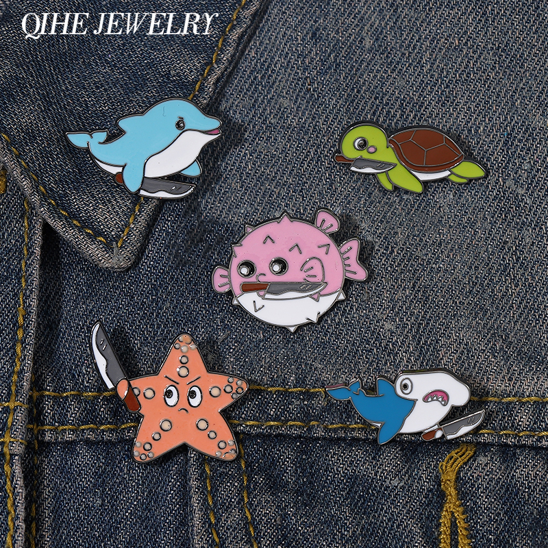 Marine Animal Enamel Brooch Pin Underwater Shark Badge Starfish Whale Turtle Knife Metal Lapel Sweather Bag Jewelry Gift
Marine Animal Enamel Brooch Pin Underwater Shark Badge Starfish Whale Turtle Knife Metal Lapel Sweather Bag Jewelry Gift