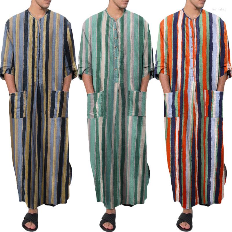 Ethnic Clothing Men's Muslim Abaya Long Sleeve Arabian Striped Printed Robe Breathable Fashion 2023 Islamic Arabic Kaftan Jubba Thobe
Ethnic Clothing Men's Muslim Abaya Long Sleeve Arabian Striped Printed Robe Breathable Fashion 2023 Islamic Arabic Kaftan Jubba Thobe