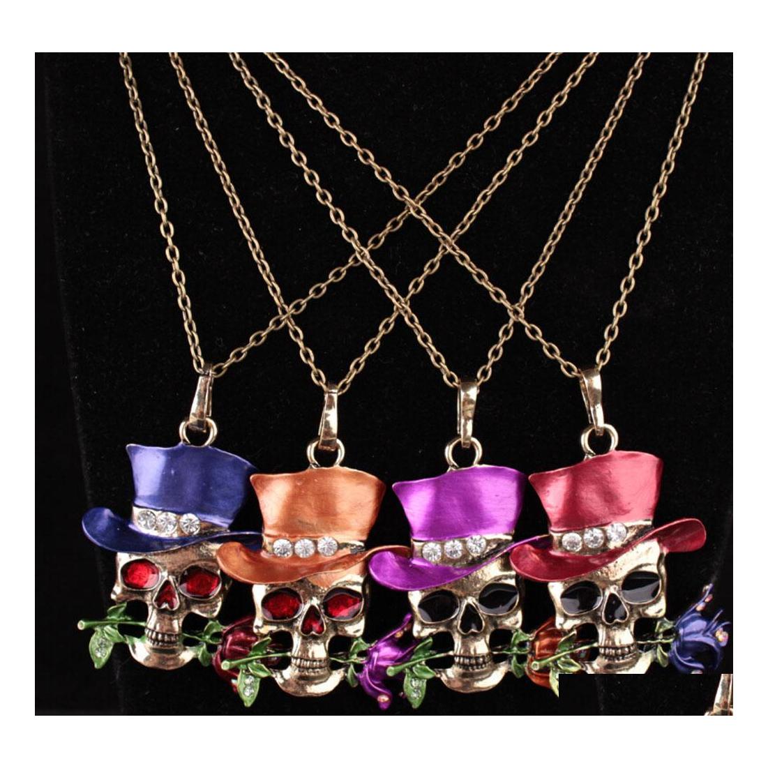 Pendant Necklaces Gothic Antique Necklace Everyday Jewelry Rose Flower Skl Enamel Crystals Drop Delivery Pendants Dh92M
Pendant Necklaces Gothic Antique Necklace Everyday Jewelry Rose Flower Skl Enamel Crystals Drop Delivery Pendants Dh92M