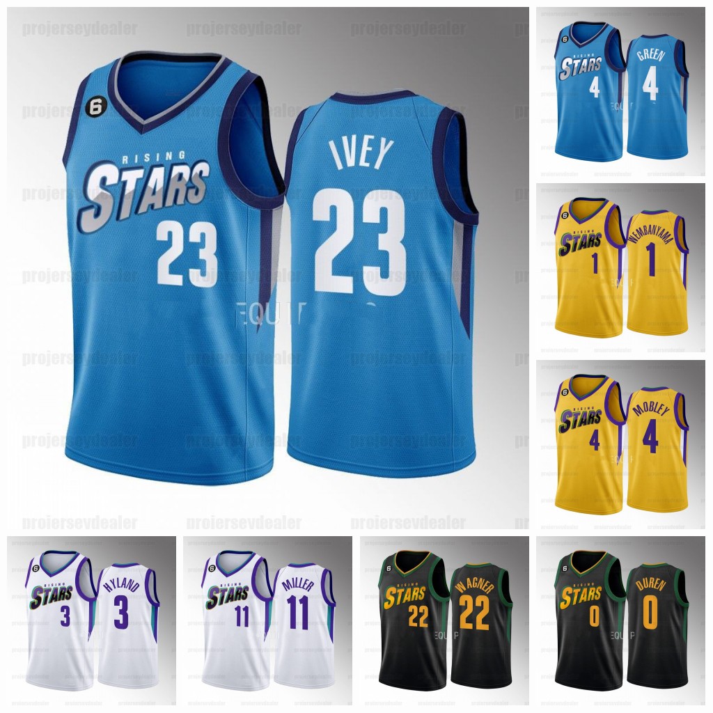2023 Rising Stars Basketball Jersey Jaden Ivey Jalen Green Franz Wagner Evan Mobley Victor Wembanyama Jalen Duren Bones Hyland Jabari Smith
