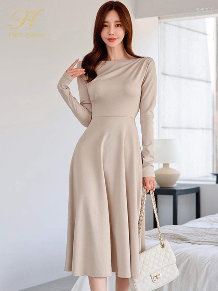 Casual Dresses H Han Queen 2023 Autumn Dress Korean Design High-waist A-line Mid-length Elegant Long Sleeves Big Swing Party, Apricot
Casual Dresses H Han Queen 2023 Autumn Dress Korean Design High-waist A-line Mid-length Elegant Long Sleeves Big Swing Party, Apricot