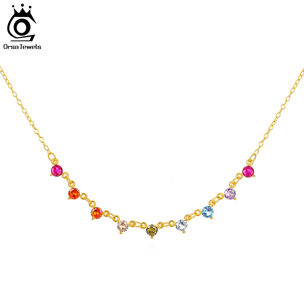 Chokers ORSA JEWELS 14K Gold 925 Sterling Silver Rainbow CZ Necklace Handmade Colorful Cubic Zirconia Tiny Chain for Women Jewelry EQN39 230202
Chokers ORSA JEWELS 14K Gold 925 Sterling Silver Rainbow CZ Necklace Handmade Colorful Cubic Zirconia Tiny Chain for Women Jewelry EQN39 230202