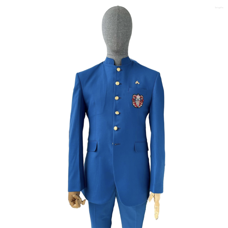 Men's Suits Men Slim Fit 2 Piece/Stand Collar Blue Blazer With Pant Formal Business Male Set/Wedding Men'S Jacket Clothing Tailor-Made
Men's Suits Men Slim Fit 2 Piece/Stand Collar Blue Blazer With Pant Formal Business Male Set/Wedding Men'S Jacket Clothing Tailor-Made
