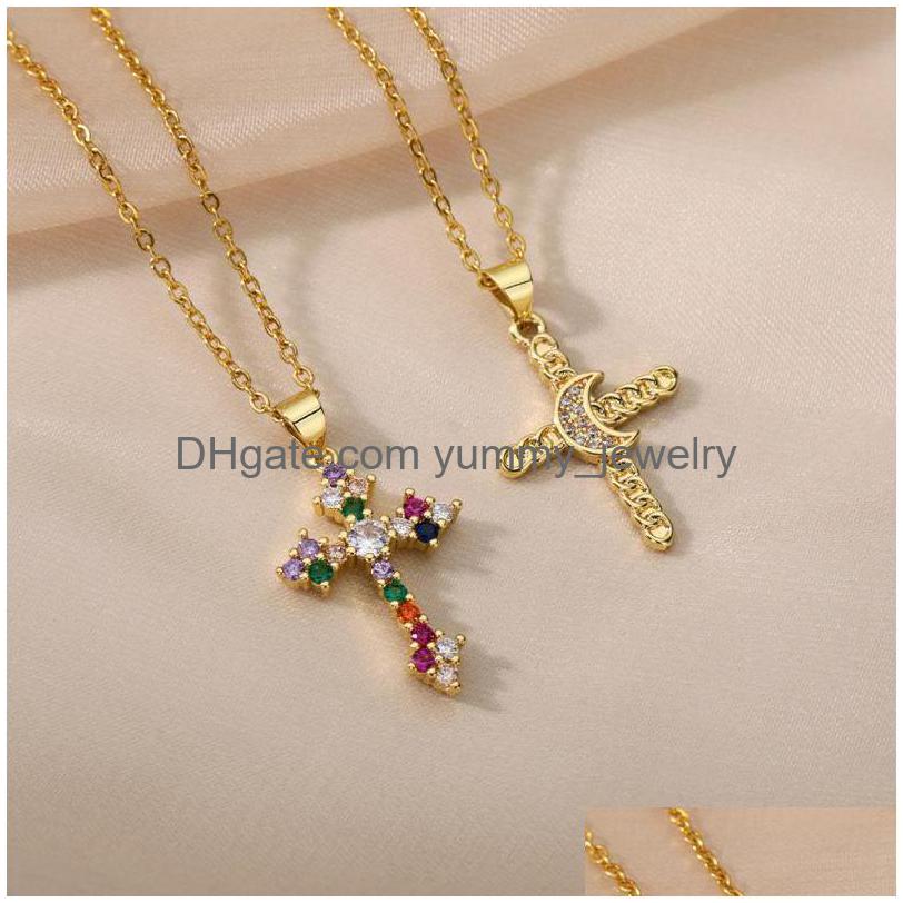Pendant Necklaces Mticolor Cross For Women Shiny Zircon Moon Choker Couple Necklace Christmas Aesthetic Jewelry Giftpendant Drop Del Dhmpm
Pendant Necklaces Mticolor Cross For Women Shiny Zircon Moon Choker Couple Necklace Christmas Aesthetic Jewelry Giftpendant Drop Del Dhmpm