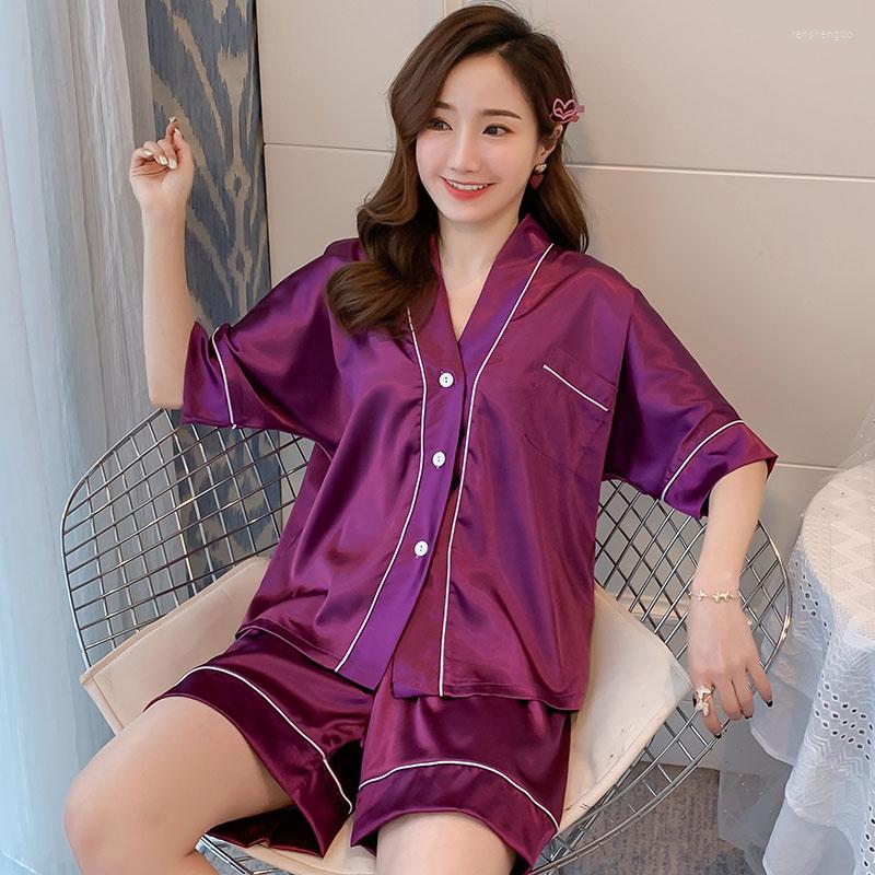 Women's Sleepwear Homewear 2 Piece Summer Women Pajamas Sets Silk V-neck Style Sexy Top And Short Female Night Suit Home Wear Clothes, X q 5513 xiangbin
Women's Sleepwear Homewear 2 Piece Summer Women Pajamas Sets Silk V-neck Style Sexy Top And Short Female Night Suit Home Wear Clothes, X q 5513 xiangbin