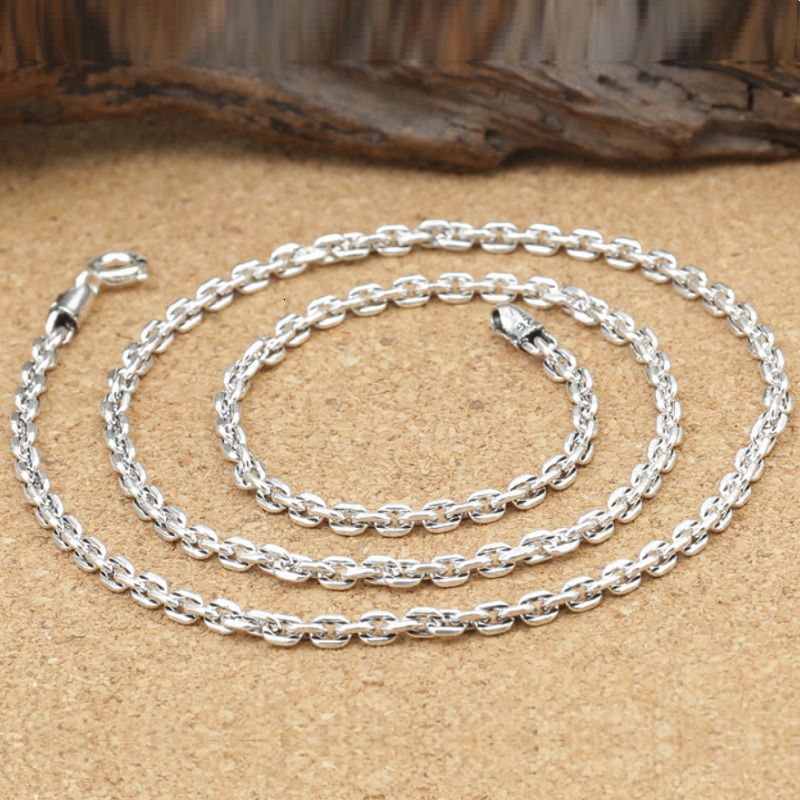Chokers Pure Silver 3mm necklace S925 Sterling Silver Jewelry Square Men Women Necklace Chain 925 silver Round chain necklace 230301
