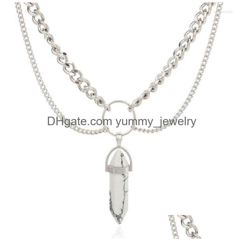 Pendant Necklaces Mtilayer Chain Quartz Hexagonal Pointed Necklace Punk Natural Stone Reiki Chakra Choker For Women Men Jewelry Drop Dhjdu
Pendant Necklaces Mtilayer Chain Quartz Hexagonal Pointed Necklace Punk Natural Stone Reiki Chakra Choker For Women Men Jewelry Drop Dhjdu