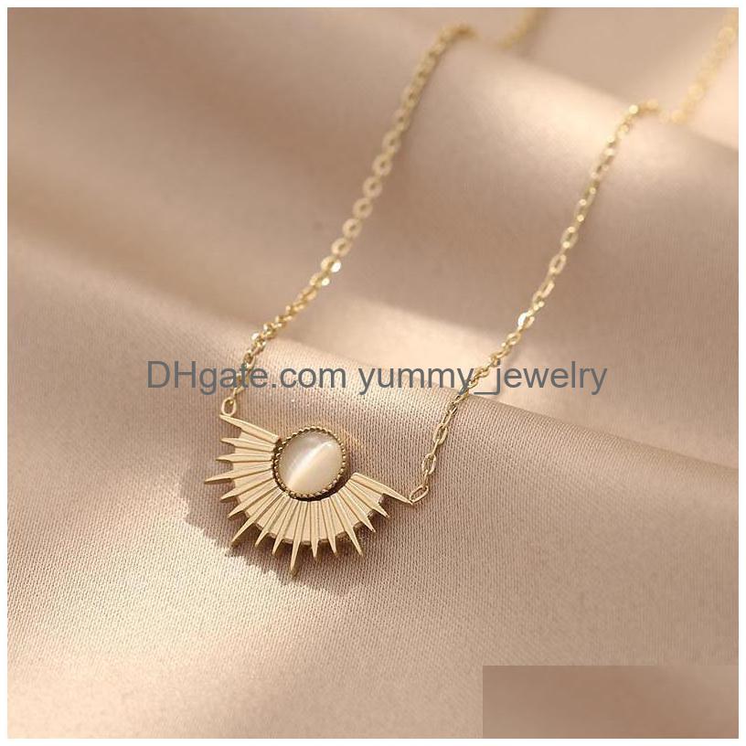 Pendant Necklaces Classic Boho Natural Opal Sunflower Necklace Women Luxury Stainless Steel Choker Fashion Design Jewelry Accessorie Dhqwd
Pendant Necklaces Classic Boho Natural Opal Sunflower Necklace Women Luxury Stainless Steel Choker Fashion Design Jewelry Accessorie Dhqwd