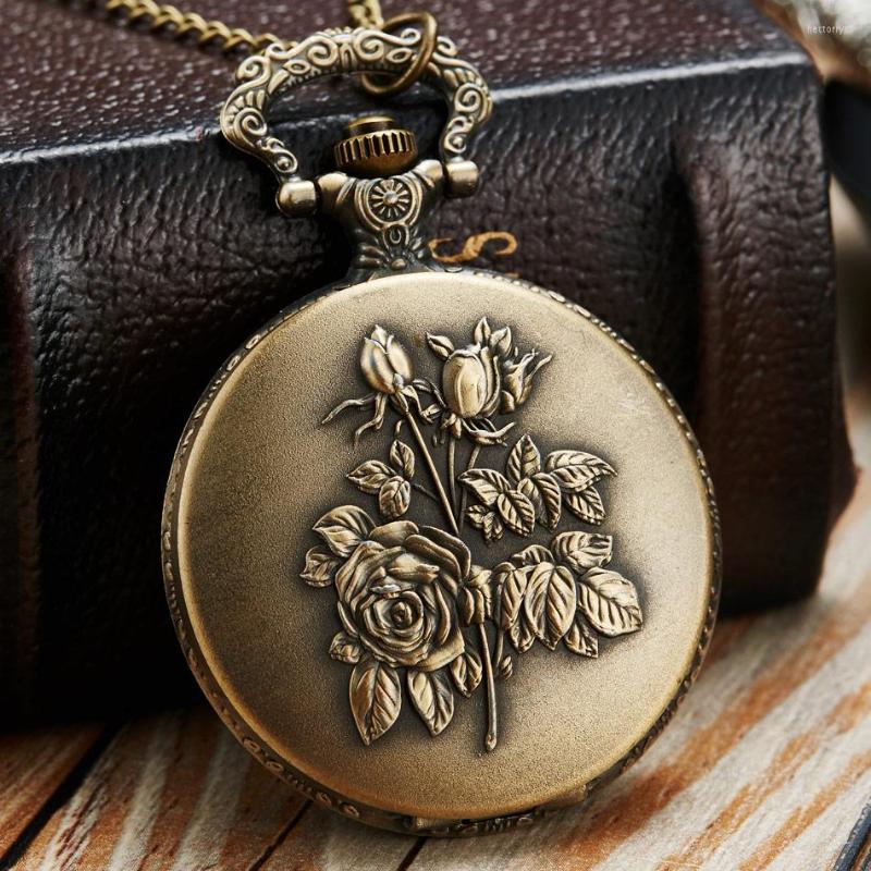 Pocket Watches Bronze Rose Flowers Pattern Quartz Watch Necklace Pendant With Chain Vintage Fob Men Women Gifts Relogio De Bolso, Picture shown
Pocket Watches Bronze Rose Flowers Pattern Quartz Watch Necklace Pendant With Chain Vintage Fob Men Women Gifts Relogio De Bolso, Picture shown