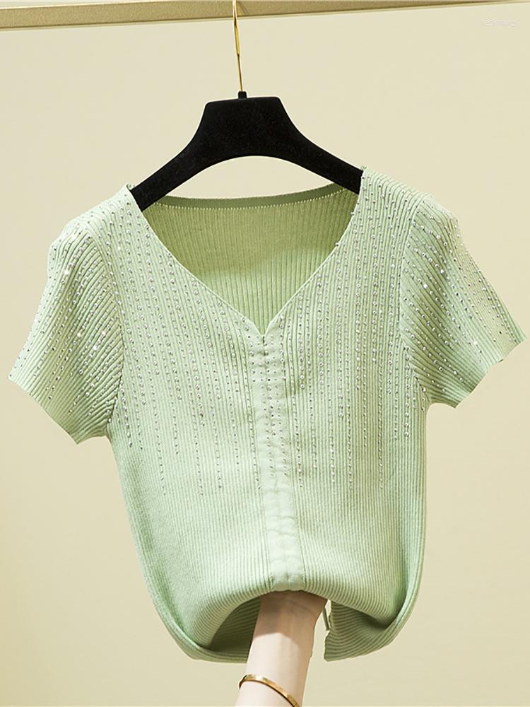 Women's T Shirts Drawstring Diamonds Knitted Shirt Women Short Sleeve Tee 2023 Summer Tops Tshirt Korean Fashion Clothing Camisetas Mujer, Black
Women's T Shirts Drawstring Diamonds Knitted Shirt Women Short Sleeve Tee 2023 Summer Tops Tshirt Korean Fashion Clothing Camisetas Mujer, Black