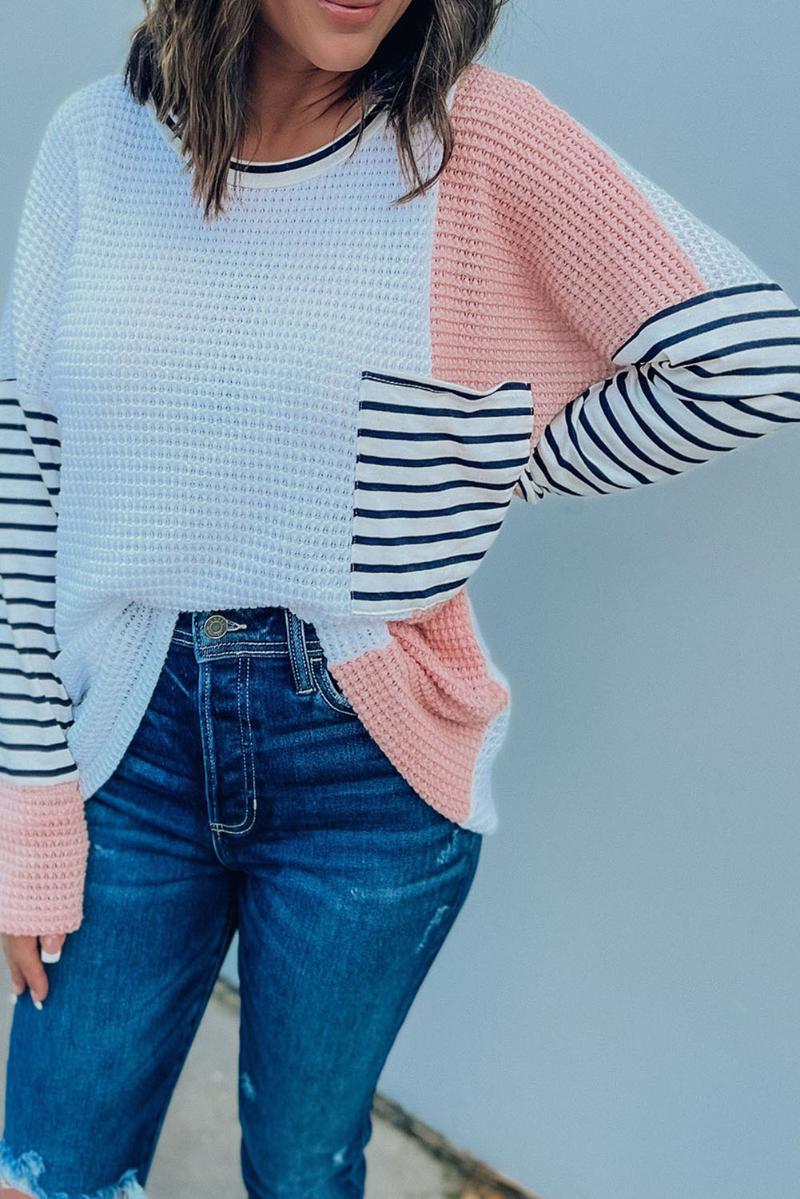 Women' Blouses & Shirts Colorblock Striped Splicing Waffle Knit Long Sleeve Top For WomenWomen, White
Women' Blouses & Shirts Colorblock Striped Splicing Waffle Knit Long Sleeve Top For WomenWomen, White