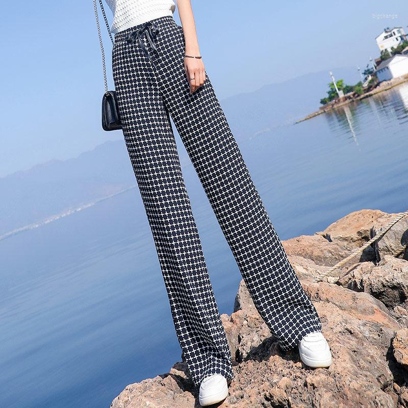 Women's Pants Ladies Ice Silk Plaid Trousers Loose Wide-leg Women's Summer High Waist Thin Casual Daily Wear
Women's Pants Ladies Ice Silk Plaid Trousers Loose Wide-leg Women's Summer High Waist Thin Casual Daily Wear