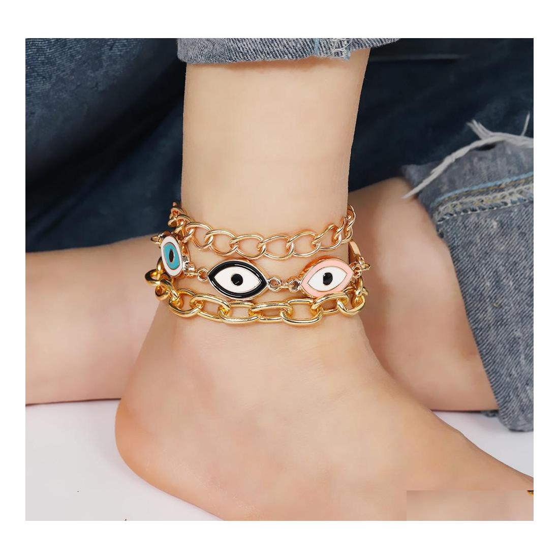 Anklets Fashion Jewelry Mtilayer Anklet Evil Eye Enamel Colorf Blue Chain Set 3Pcs/Set Drop Delivery Dhhhe 
Anklets Fashion Jewelry Mtilayer Anklet Evil Eye Enamel Colorf Blue Chain Set 3Pcs/Set Drop Delivery Dhhhe