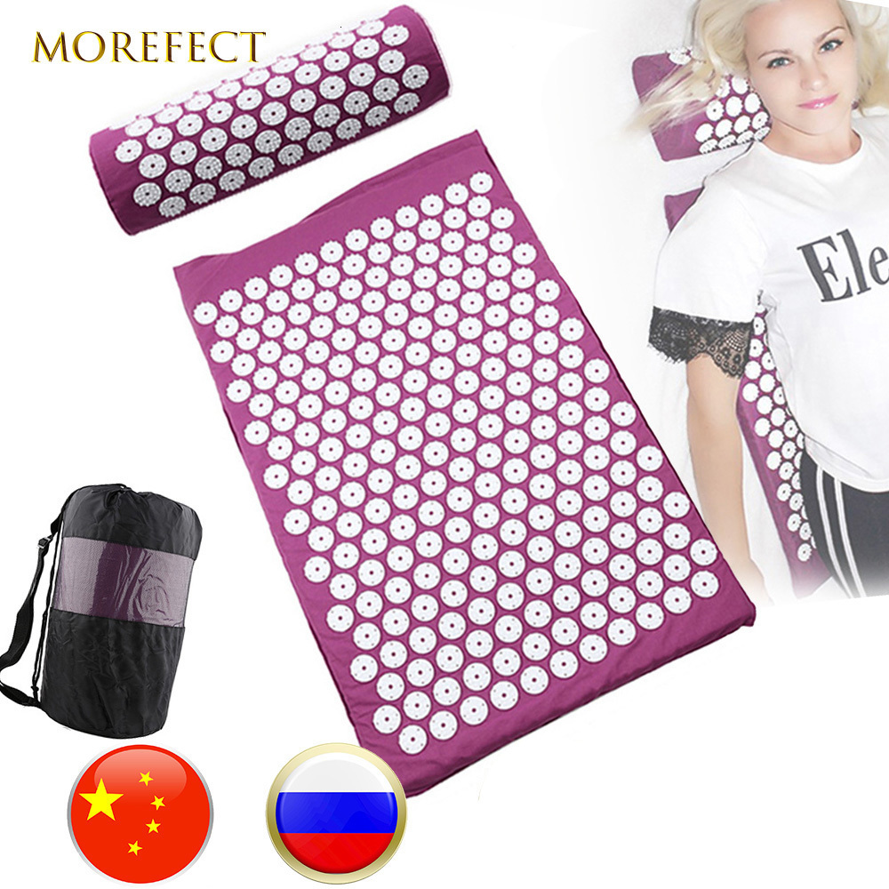 Foot Massager Acupressure Mat Head Neck Back Foot Massage Cushion Pillow Yoga Spike Mat Antistress Acupuncture pad Needle Massager 230203