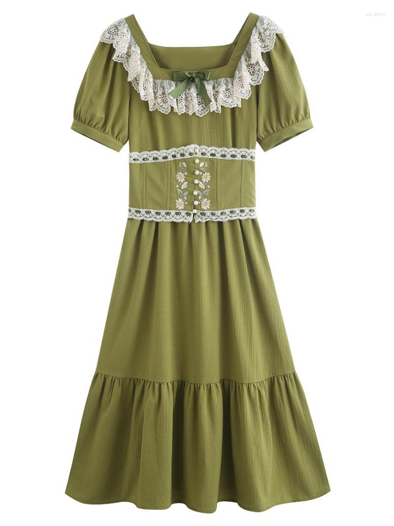 Party Dresses 2023 Summer Green Lace Square Neck French Retro Sen Cotton Pastoral Embroidery Large Swing Dress, Army green
Party Dresses 2023 Summer Green Lace Square Neck French Retro Sen Cotton Pastoral Embroidery Large Swing Dress, Army green