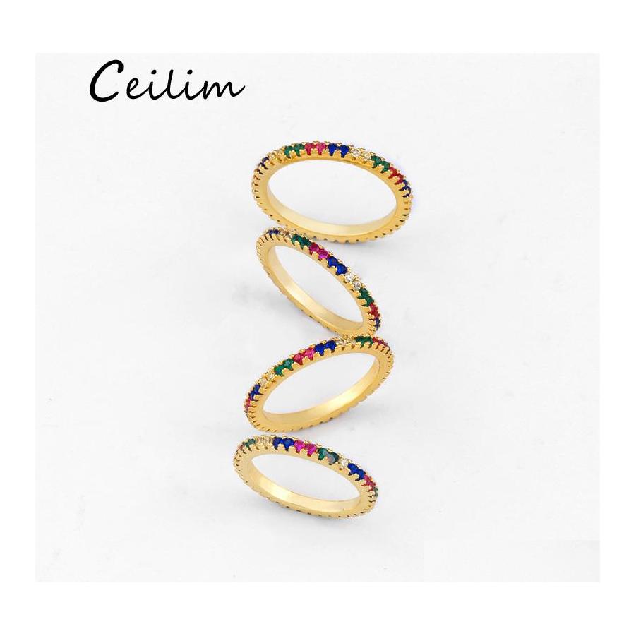With Side Stones Womens Gold Plated 2Mm Wide Rainbow Rings Round Colorf Cubic Zirconia Eternity Ring Tiny Rose Color Wedding Party D Otbcj
With Side Stones Womens Gold Plated 2Mm Wide Rainbow Rings Round Colorf Cubic Zirconia Eternity Ring Tiny Rose Color Wedding Party D Otbcj