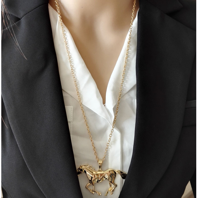 18K Gold Silver Running Horse Pendant Necklace for Men Women Animal Necklaces Nice Gift for Boyfriend Girlfriend Fashion Jewelry