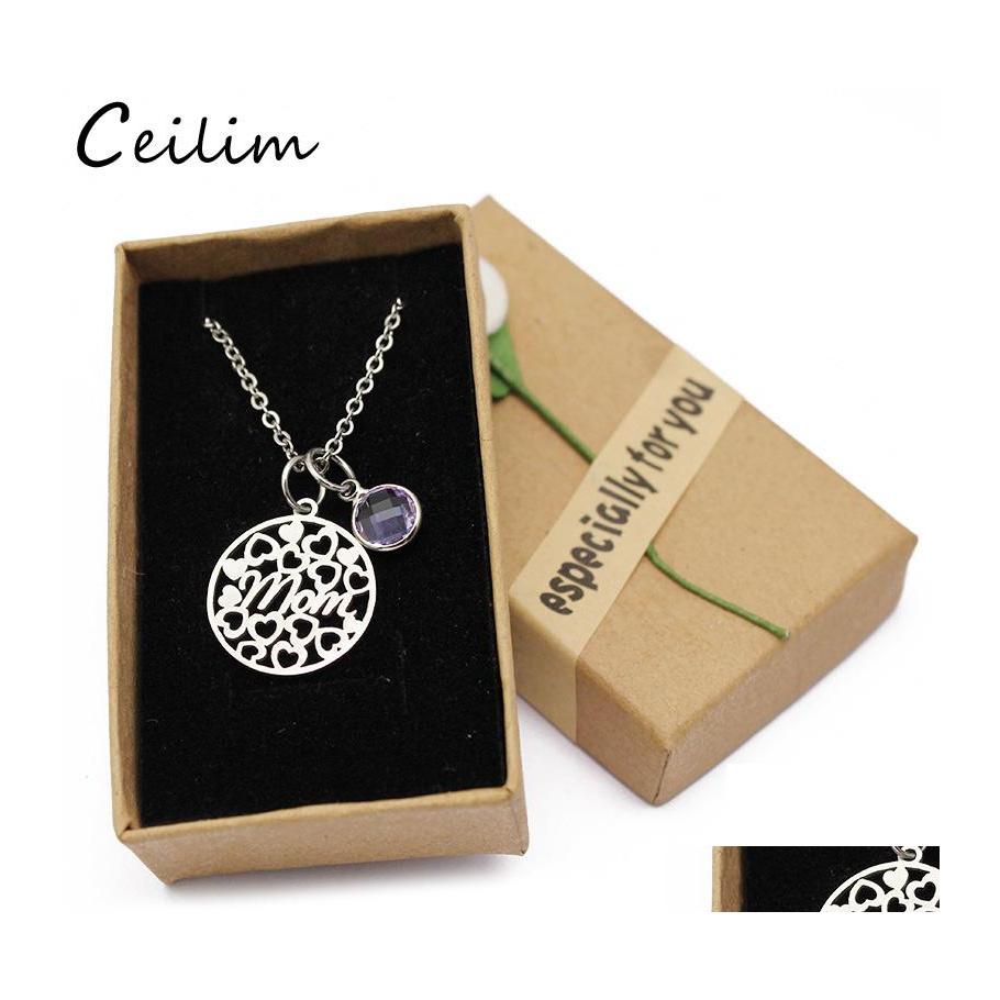 Pendant Necklaces Love Heart Mom Crystal Birthstone Necklace Stainless Steel Chain Charm Mothers Day Birthday Gift For Drop Delivery Ot0At
Pendant Necklaces Love Heart Mom Crystal Birthstone Necklace Stainless Steel Chain Charm Mothers Day Birthday Gift For Drop Delivery Ot0At