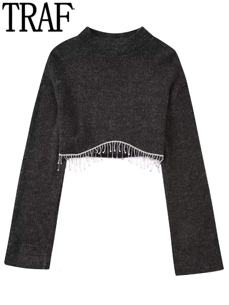 Women' Hoodies Sweatshirts TRAF Grey Knit Crop Top Women Fringing Female High Neck Sweatshirt Woman Fashion Autumn Long Sleeve Pullover 230202, Beige
Women' Hoodies Sweatshirts TRAF Grey Knit Crop Top Women Fringing Female High Neck Sweatshirt Woman Fashion Autumn Long Sleeve Pullover 230202, Beige