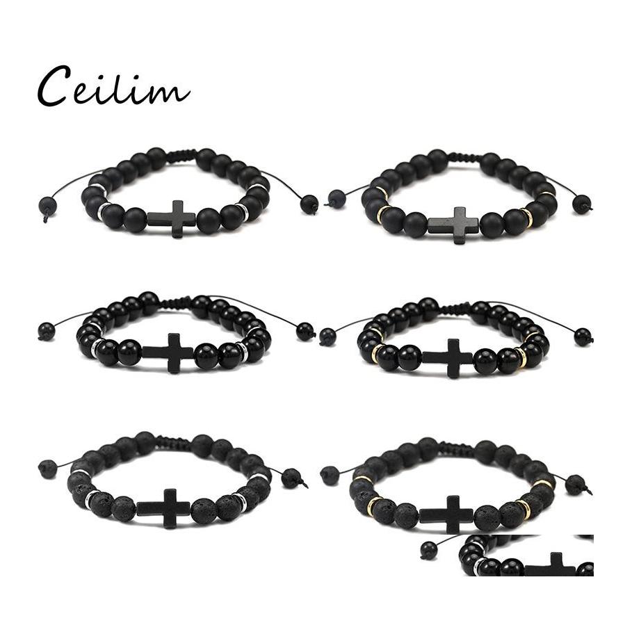 Beaded Strands Fashion Mens Natural Stone Bracelet Cross Charm Bracelets Black Lava Matte Beaded Handmade Men Women Prayer Fitness Otreg
Beaded Strands Fashion Mens Natural Stone Bracelet Cross Charm Bracelets Black Lava Matte Beaded Handmade Men Women Prayer Fitness Otreg