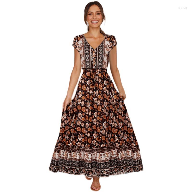 Party Dresses Retro Rayon Cotton Printed Floral Oversized Maxi Holiday Dress Women's Casual Loose Contrasting Color Stitching Vestidos, Green
Party Dresses Retro Rayon Cotton Printed Floral Oversized Maxi Holiday Dress Women's Casual Loose Contrasting Color Stitching Vestidos, Green