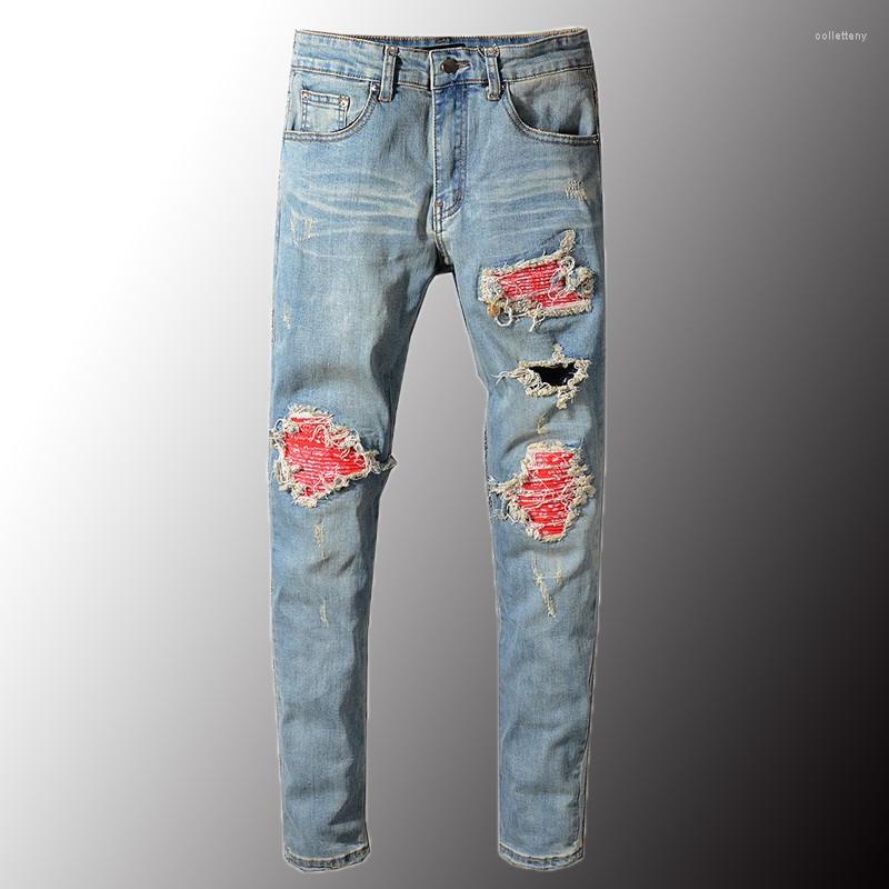 Men's Jeans Mens Red Printed Patch Biker For Moto Skinny Patchwork Holes Ripped Stretch Denim Pants Plus Size 40, Sky blue
Men's Jeans Mens Red Printed Patch Biker For Moto Skinny Patchwork Holes Ripped Stretch Denim Pants Plus Size 40, Sky blue