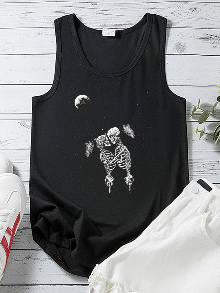 Women's Tanks Couple Skeleton Skull Love Print Funny Women Tank Tops Summer Loose Sleeveless Top Vest Vintage 90s Girls Femme Tee Shirt, Wine red
Women's Tanks Couple Skeleton Skull Love Print Funny Women Tank Tops Summer Loose Sleeveless Top Vest Vintage 90s Girls Femme Tee Shirt, Wine red