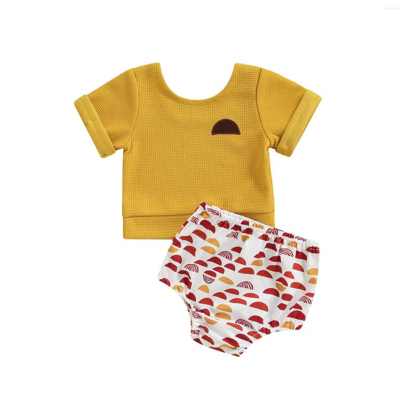 Clothing Sets 2023 0-24M Casual Kids Girl Boy Crimping Short Sleeve Embroidery Waffle T-shirt Sun Print Triangle Shorts Summer 2pcs, Picture shown
Clothing Sets 2023 0-24M Casual Kids Girl Boy Crimping Short Sleeve Embroidery Waffle T-shirt Sun Print Triangle Shorts Summer 2pcs, Picture shown