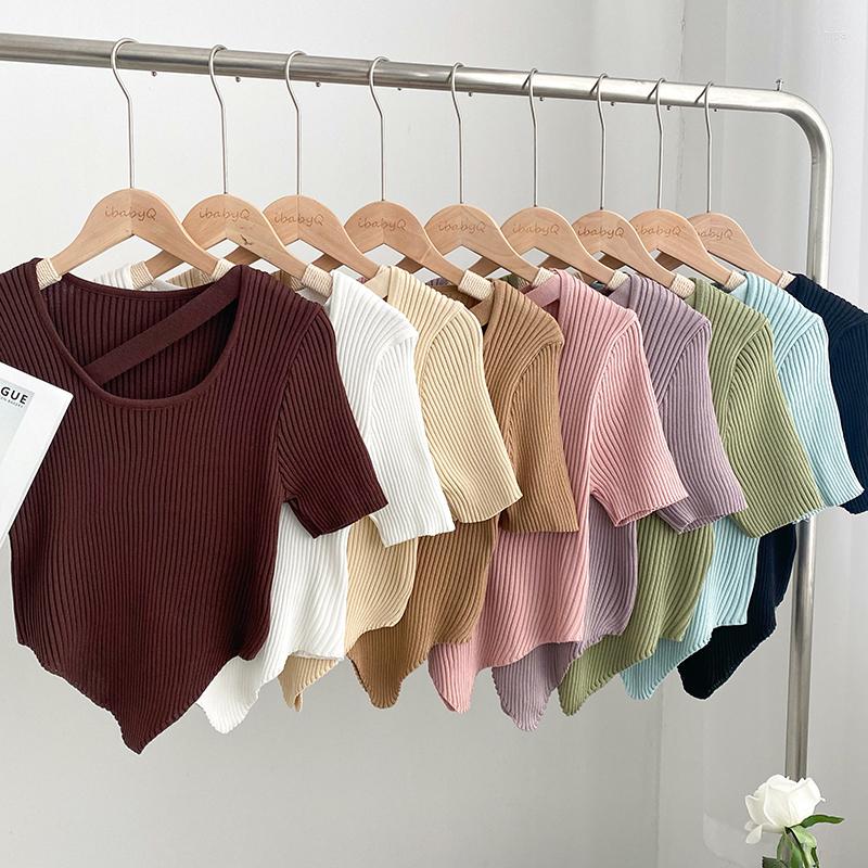 Women's Polos Knitting Sexy Irregular Short Top Shirt 2023 Summer Fashion Casual Solid Color Bottomed Women Polo Sleeve
Women's Polos Knitting Sexy Irregular Short Top Shirt 2023 Summer Fashion Casual Solid Color Bottomed Women Polo Sleeve