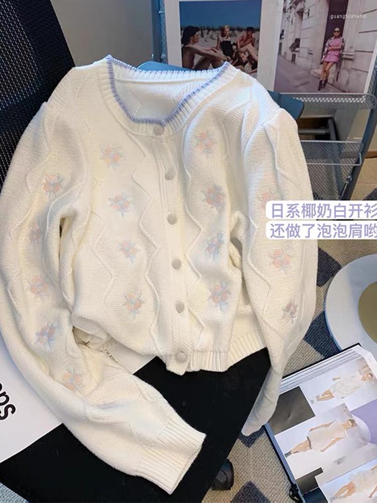 Women's Knits Knit Cardigan Women Crew Neck Long Sleeve Flower Embroidery Sweater 2023 Autumn Warm Outerwear Female Fashion Single Breaste, White
Women's Knits Knit Cardigan Women Crew Neck Long Sleeve Flower Embroidery Sweater 2023 Autumn Warm Outerwear Female Fashion Single Breaste, White