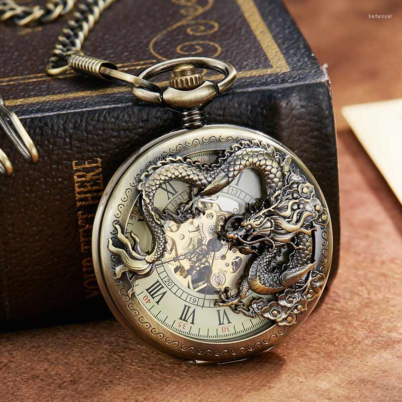 Pocket Watches Vintage Dragon Hollow Exquisite Sculpture Mechanical Skeleton Retro Bronze Men Chains Lucky Lover Wedding Gifts, Picture shown
Pocket Watches Vintage Dragon Hollow Exquisite Sculpture Mechanical Skeleton Retro Bronze Men Chains Lucky Lover Wedding Gifts, Picture shown