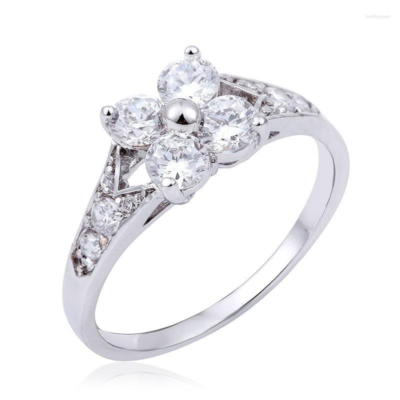 Wedding Rings White Gold Color Four Petals CZ Stones Clover Engagement Ring For Women Girls Anillos Bague Anel Feminino Aneis Jewelry
Wedding Rings White Gold Color Four Petals CZ Stones Clover Engagement Ring For Women Girls Anillos Bague Anel Feminino Aneis Jewelry