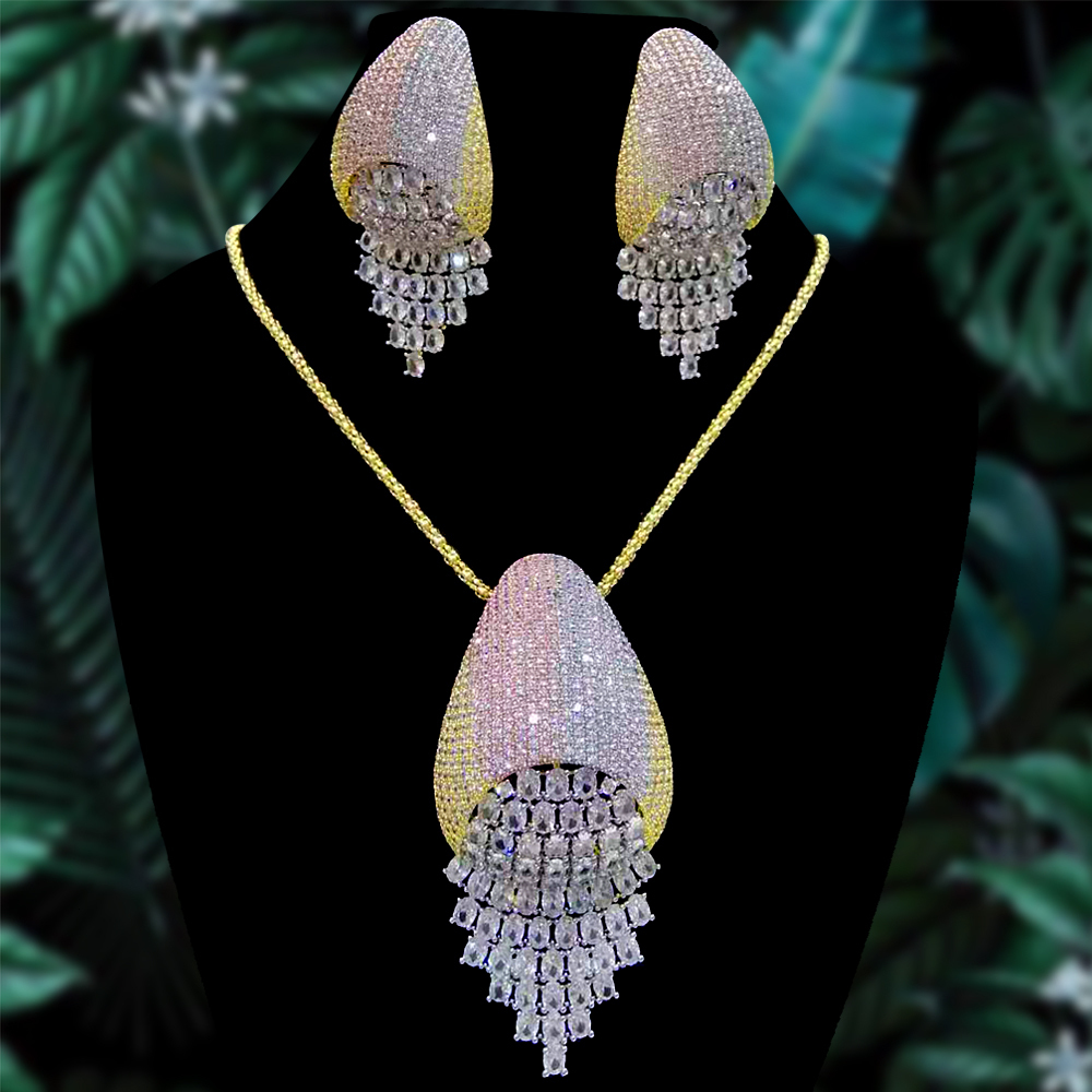 Wedding Jewelry Sets GODKI Romantic 2PCS Tricolor Necklace Earring For Women Party Full Zircon Dubai Bridal jewelry 230203
Wedding Jewelry Sets GODKI Romantic 2PCS Tricolor Necklace Earring For Women Party Full Zircon Dubai Bridal jewelry 230203