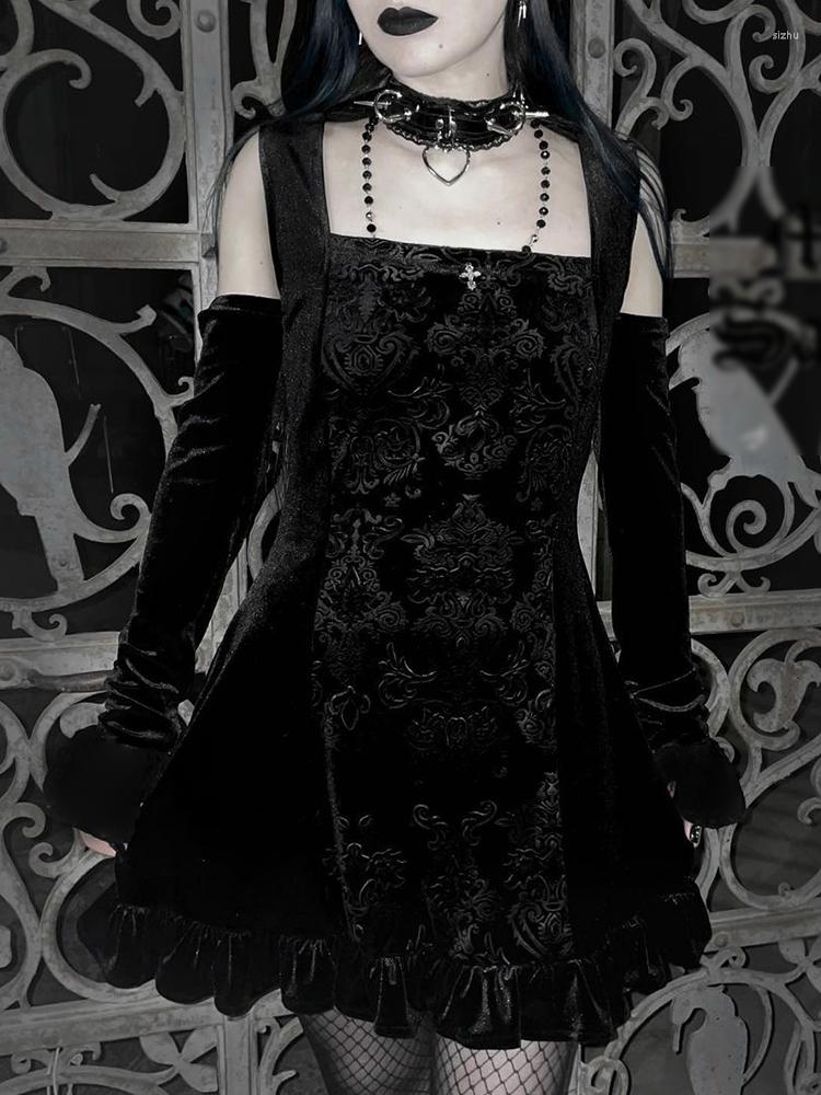 Casual Dresses Retro Dark Gothic Partywear Dress Women Streetwear Y2k 90s Spaghetti Straps Off Shoulder Corset Nightclub Sexy Black
Casual Dresses Retro Dark Gothic Partywear Dress Women Streetwear Y2k 90s Spaghetti Straps Off Shoulder Corset Nightclub Sexy Black