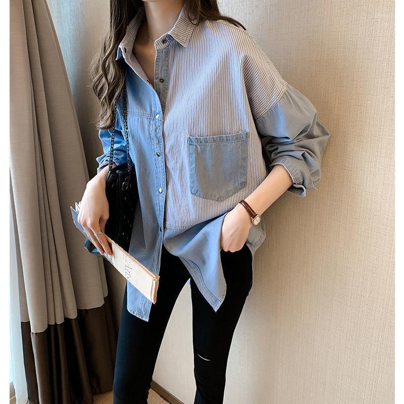 Women' Blouses Vintage Jeans Shirt Cotton Female Long Sleeve Fashion Women Denim Shirts Loose Korean Clothes Trend All-match Blouse, Light blue
Women' Blouses Vintage Jeans Shirt Cotton Female Long Sleeve Fashion Women Denim Shirts Loose Korean Clothes Trend All-match Blouse, Light blue