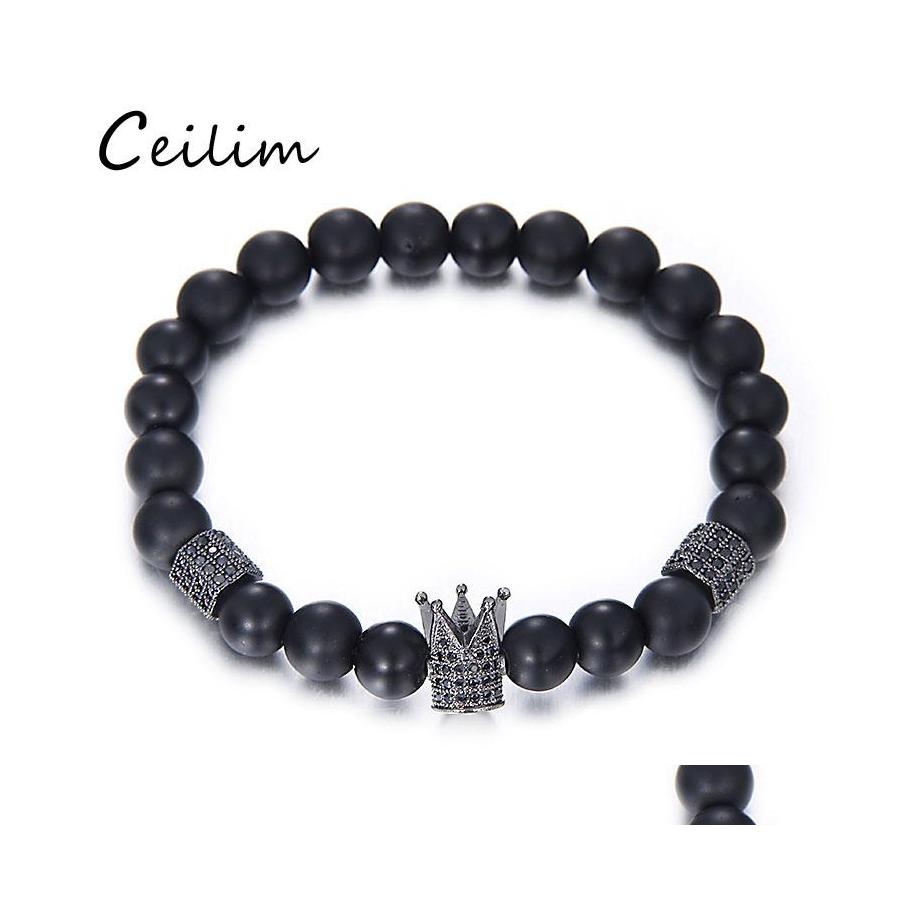 Beaded Strands Luxury High Quality Micro Pave Black Cz Zirconia Gold King Crown Charm Bracelet Men Dl Polish Matte Stone Bead Handm Otcyh
Beaded Strands Luxury High Quality Micro Pave Black Cz Zirconia Gold King Crown Charm Bracelet Men Dl Polish Matte Stone Bead Handm Otcyh
