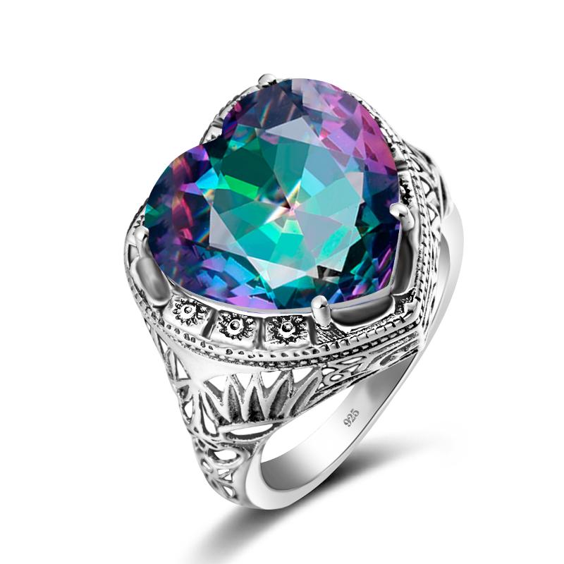 Cluster Rings High Quality Real 925 Sterling Silver Ring Rainbow Mystic Topaz Heart Fine Jewelry For Women Party Banquet Gift FemaleCluster
Cluster Rings High Quality Real 925 Sterling Silver Ring Rainbow Mystic Topaz Heart Fine Jewelry For Women Party Banquet Gift FemaleCluster