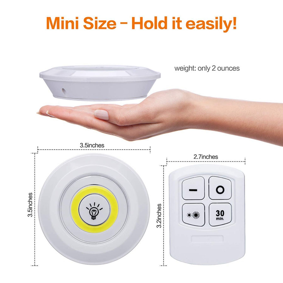COB Under Cabinet Light LED Wireless Remote Control Dimming Wardrobe Night Lamp Home Kitchen Bedroom Bedside Lamps