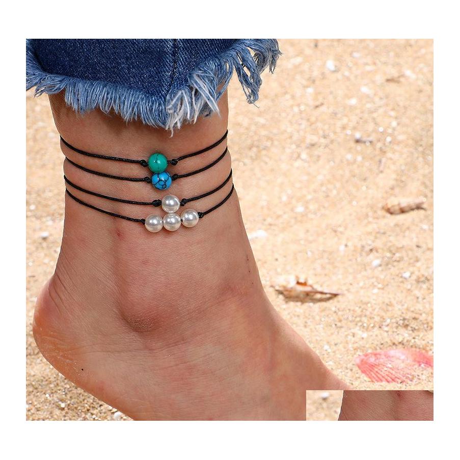 Anklets Minimalist Turquoise Pearl Bead Wax Bracelet For Women Stone Charm Pendant Bracelets Boho Jewelry 4Pcs/Set Drop Delivery Othji
Anklets Minimalist Turquoise Pearl Bead Wax Bracelet For Women Stone Charm Pendant Bracelets Boho Jewelry 4Pcs/Set Drop Delivery Othji