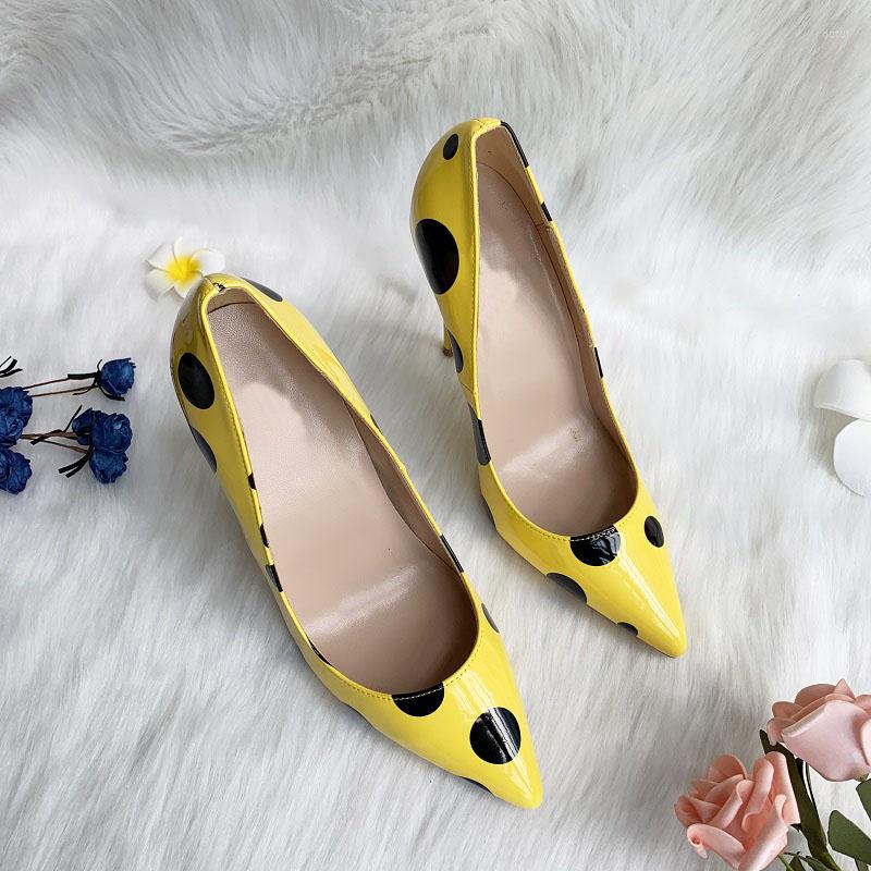 Dress Shoes Yellow Patent Leather Black Dot Women's Pointed Toe Stilettos Sexy Ladies Banquet Slip-On High Heels Party, Picture shown
Dress Shoes Yellow Patent Leather Black Dot Women's Pointed Toe Stilettos Sexy Ladies Banquet Slip-On High Heels Party, Picture shown