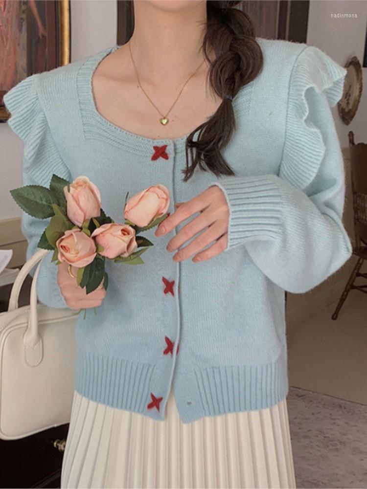Women's Knits Ruffles Knitted Tops Sweet Elegant Cardigan Women Vintage Square Collar Sense Of Design Korean Fashion Roupas Femininas, White
Women's Knits Ruffles Knitted Tops Sweet Elegant Cardigan Women Vintage Square Collar Sense Of Design Korean Fashion Roupas Femininas, White