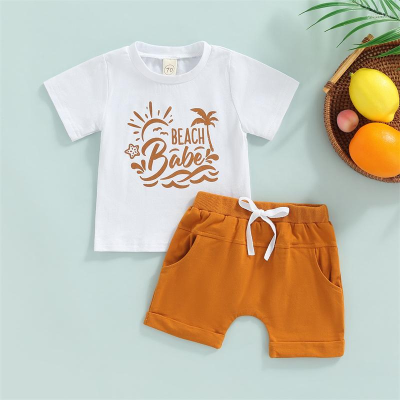 Clothing Sets Baby Boys Casual Outfits Letter Coconut Tree Sun Print Short Sleeve Round Neck T-shirt Solid Color Shorts Summer 2 Pieces Set, White
Clothing Sets Baby Boys Casual Outfits Letter Coconut Tree Sun Print Short Sleeve Round Neck T-shirt Solid Color Shorts Summer 2 Pieces Set, White