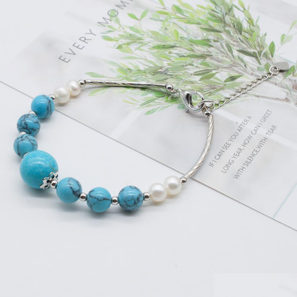 Beaded Natural Stone Strand Bracelet Handmade Gemstone Bangle With Freshwater White Pearl Bracelets For Women Drop Delivery Jewelry Dhzju 
Beaded Natural Stone Strand Bracelet Handmade Gemstone Bangle With Freshwater White Pearl Bracelets For Women Drop Delivery Jewelry Dhzju