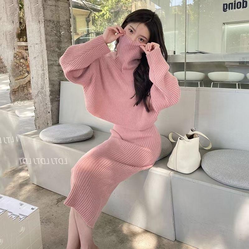 Work Dresses Woman Soft Vintage Suits Female Two Pieces Sets Turtleneck Cardigan And Midi Dress Ladies Knitted TrackSuit Outfits G508, Black
Work Dresses Woman Soft Vintage Suits Female Two Pieces Sets Turtleneck Cardigan And Midi Dress Ladies Knitted TrackSuit Outfits G508, Black