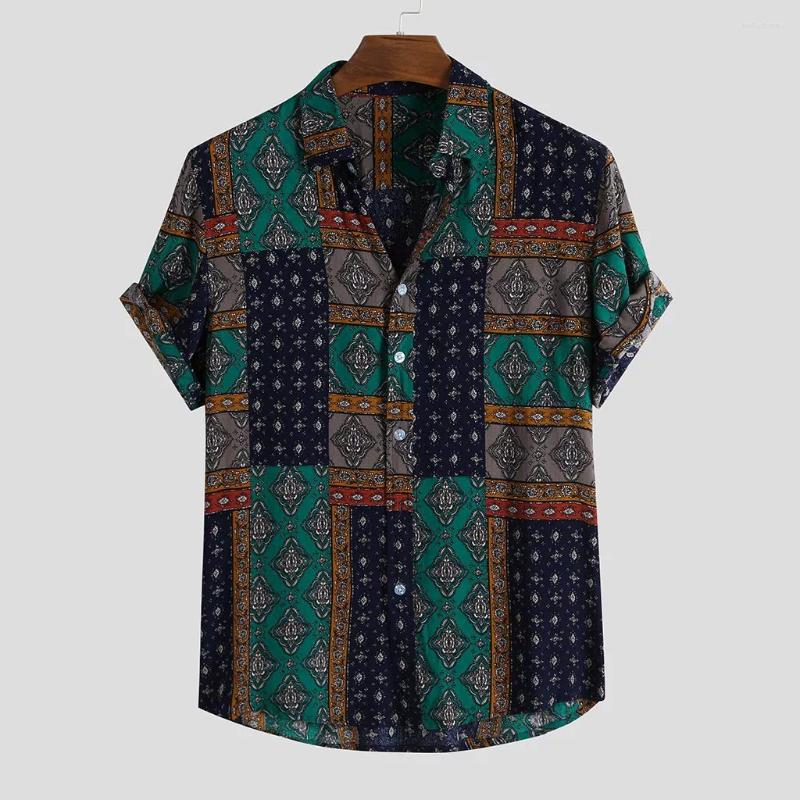 Men's Casual Shirts Style Mens Summer Color Block Print Plaid Shirt Short Sleeve Turn Down Collar Button Vintage Hawaiian #35, Green
Men's Casual Shirts Style Mens Summer Color Block Print Plaid Shirt Short Sleeve Turn Down Collar Button Vintage Hawaiian #35, Green