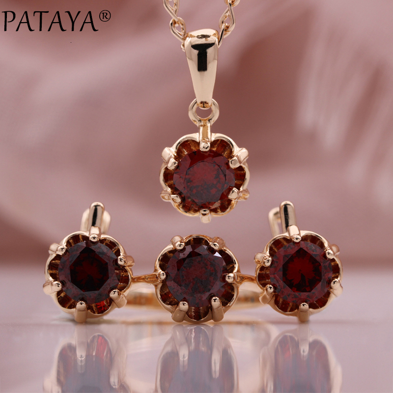 Wedding Jewelry Sets PATAYA Red Micro Wax Inlay Natural Zircon Earrings 585 Rose Gold Color Trend Women Lovely Fashion 230203
Wedding Jewelry Sets PATAYA Red Micro Wax Inlay Natural Zircon Earrings 585 Rose Gold Color Trend Women Lovely Fashion 230203